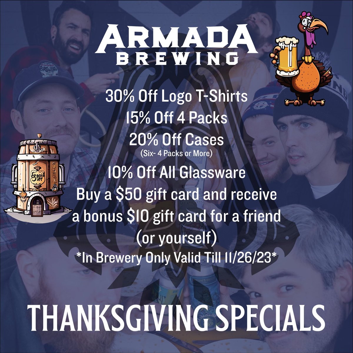 Tis the season to shop local with your favorite craft brewery! 🍻🍻We got a whole bunch of specials for you to stock up on with Armada this week for 🦃 Turkey day and beyond. Remember your dollars 💸 go further when you shop local! #shoplocal #smallbusiness #gscia #newhaven