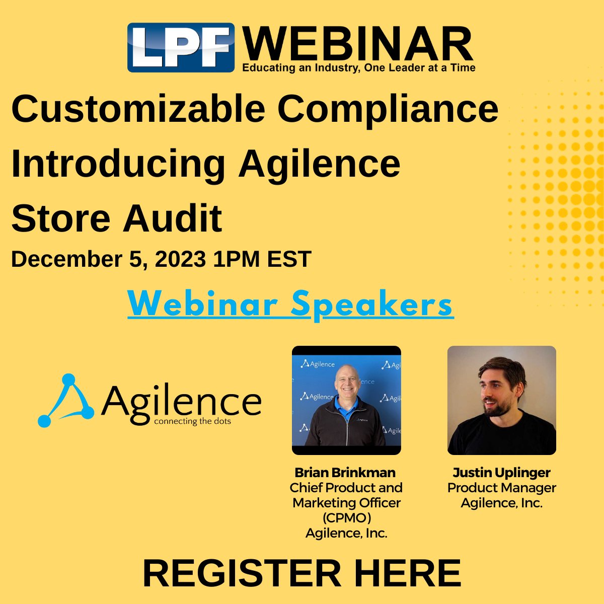 You don't want to miss our LPF Webinar in partnership with Agilence, Inc. December 5th at 1PM ET!

Register Here Today:  us02web.zoom.us/webinar/regist…

#LPF #Webinar #Agilence