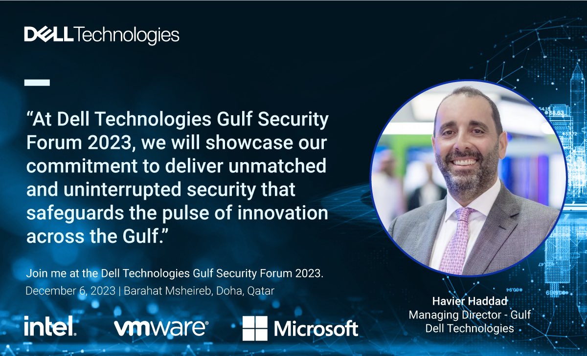 Dell Technologies Gulf Security Forum 2023 is your gateway to the latest in Cyber and Physical Security. 
Engage in informative sessions , connect with IT professionals and explore innovative IT solutions on December 6th. 
Register: lnkd.in/dwDrFVcW