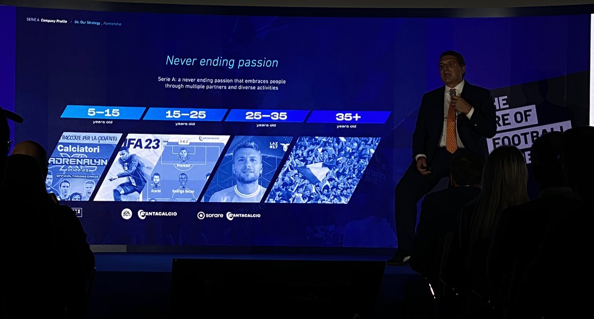 Foooball_'s tweet photo. Today our team was present at the Social Football Summit at the Olympic Stadium in Rome. Luigi De Siervo, CEO of the Serie A League spoke publicly about Sorare and its impact among fans in the 25-35 age range. A great achievement @ni2las 👏🏼 https://t.co/oToLJZWoLp