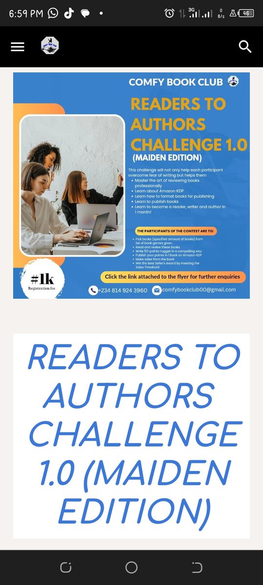 book_comfy's tweet photo. No capping, we aren't playing!

Don't snooze on this challenge!

Registration starts soon!

THE READERS TO AUTHORS CHALLENGE!🔥🔥🔥

 Stay tuned!🤭

#cbcreaderstoauthors #comfybookclub #writingchallenge

Li ke. Comment. Share🙏❤️ https://t.co/ELcA93gGyN