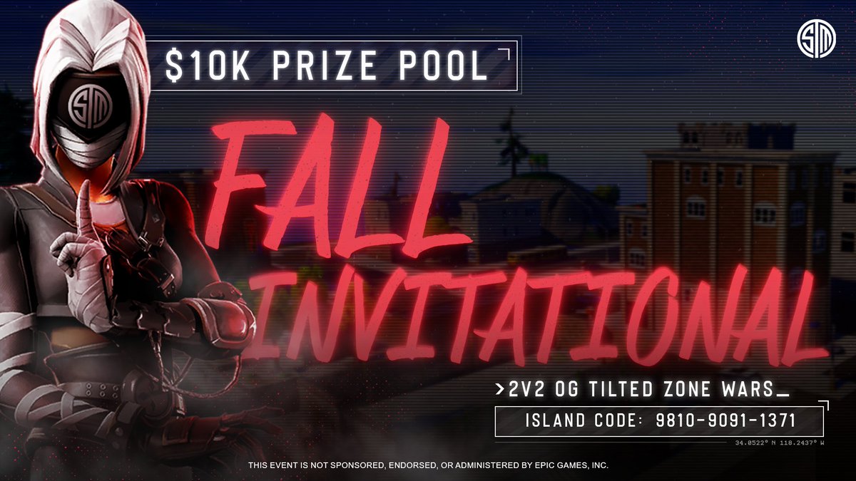 Introducing the TSM Fall Invitational: OG Tilted Zone Wars (🏝️: 9810-9091-1371)

November 24th and 25th. 8 duos. $10,000 on the line.

Who do you want to see invited?