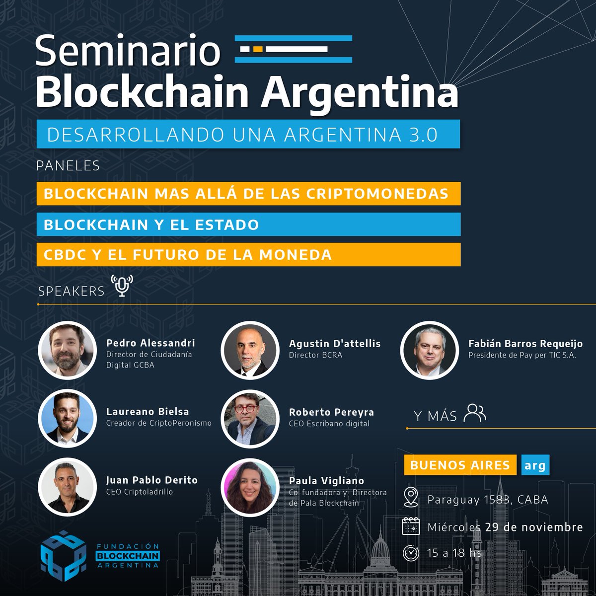 fblockchain_ar's tweet image. El Miércoles 29 de Noviembre, vení a nuestro Seminario #BLOCKCHAIN  #ARGENTINA 🇦🇷 Desarrollando una Argentina 3.0

15 HS - Paraguay 1583 📍 Ciudad Autónoma de Buenos Aires

Saca tu entrada GRATIS 🔽 tinyurl.com/fblockar