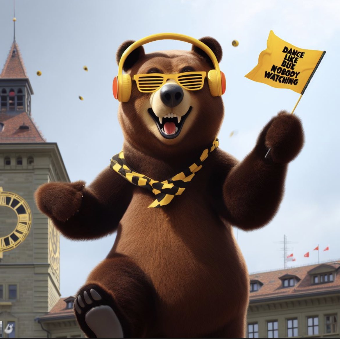 ElectronKiss's tweet photo. @AiArtComedy Where does the bear dance? 
#WoTanztDerBär #ai images made by @bing 
#DanceLikeNoOneIsWatching https://t.co/OkT3yrSsXu