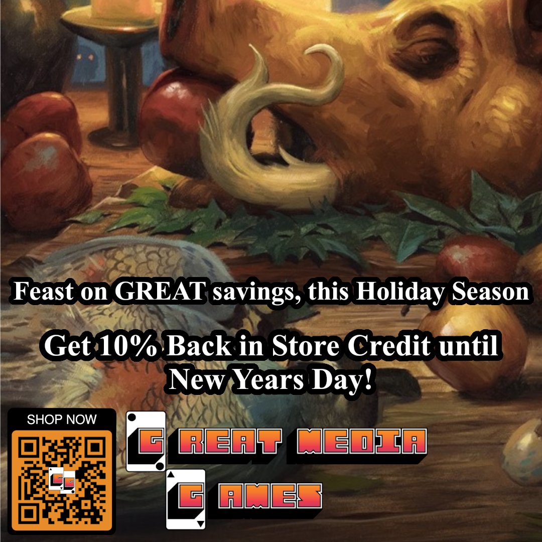 GreatMediaLLC's tweet photo. #magicthegathering #YuGiOh #pokemontcg

This holiday season, Great Media is serving up Great savings!

From now until NEW YEARS, you get 10% back on all purchases!

We also offer a little extra on your trade ins! Submit a buylist request to get store credit, and get an extra 10%! https://t.co/YvrVgobzDX