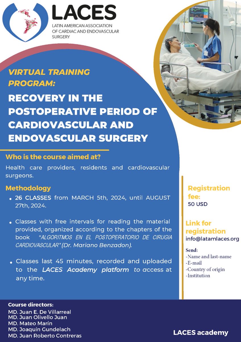 LACES Academy next course ! Registration is open. Info@latamlaces.org.