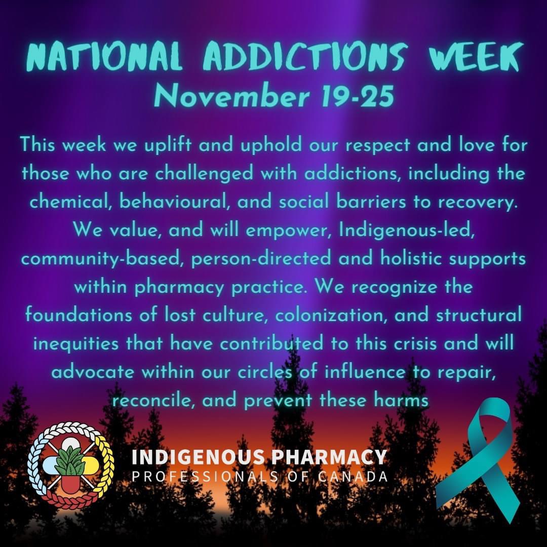 We are proud to be part of the #pharmacy practice world who contributes access to #harmreduction #naloxone and other supports. We commit to building #Indigenous led concepts, values, and programs into pharmacy practice