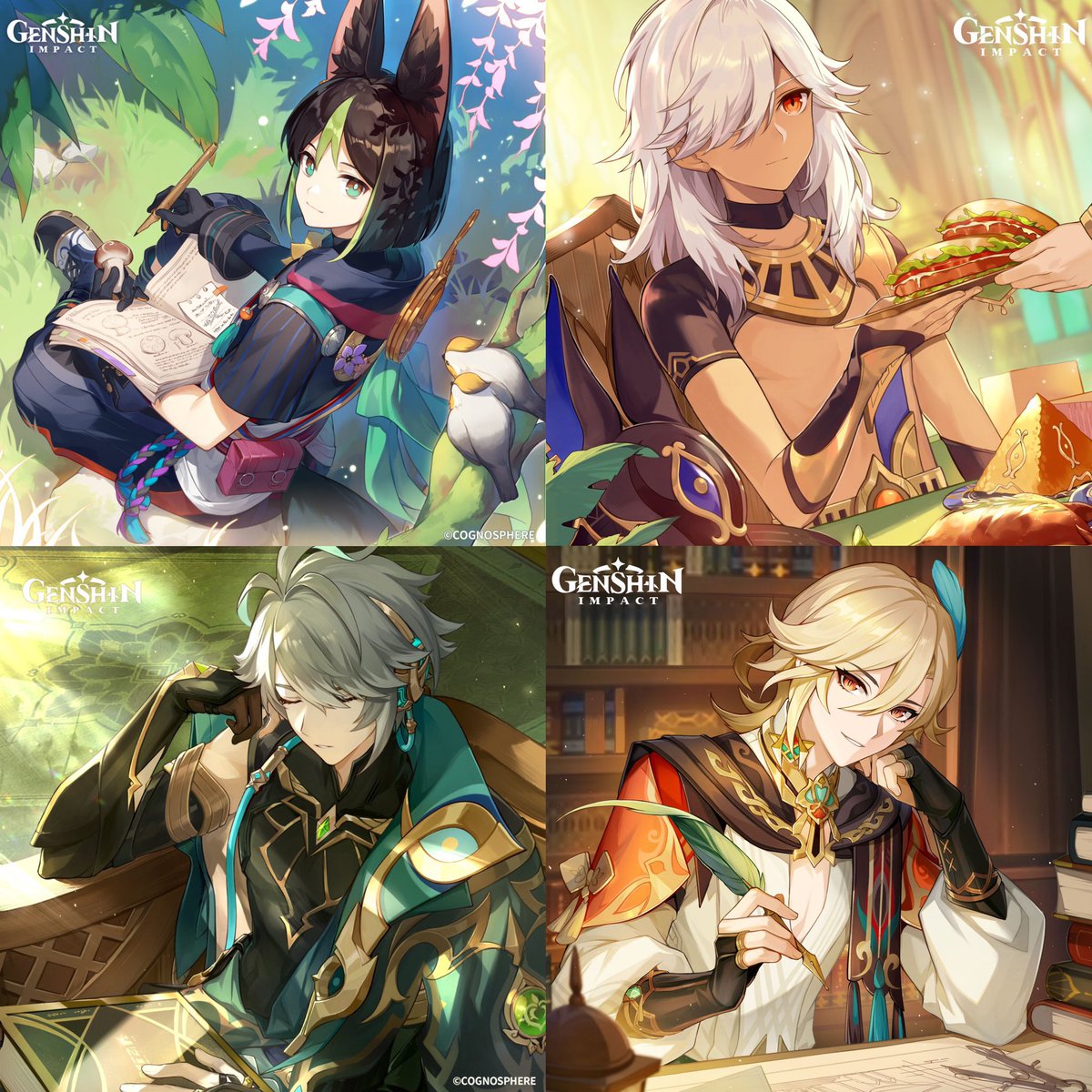 blondead5's tweet photo. September 21st (264/365) - 4ggrevate (Tighnari/Cyno/Alhaitham/Kaveh) from Genshin Impact 

Probably the most chaotic poly ship and I honestly love it https://t.co/LnwtENEq4g