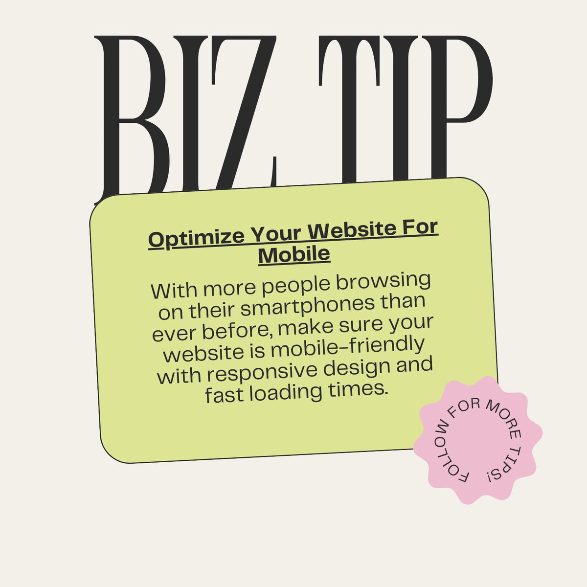 JoshuaLeeBryant's tweet image. Optimize Your Website for Mobile 👔

💡- Tip: With more people browsing on their smartphones than ever before, make sure your website is mobile-friendly with responsive design and fast loading times.
#WebDesignTips #MobileOptimization #SmallBizWeb #Business
