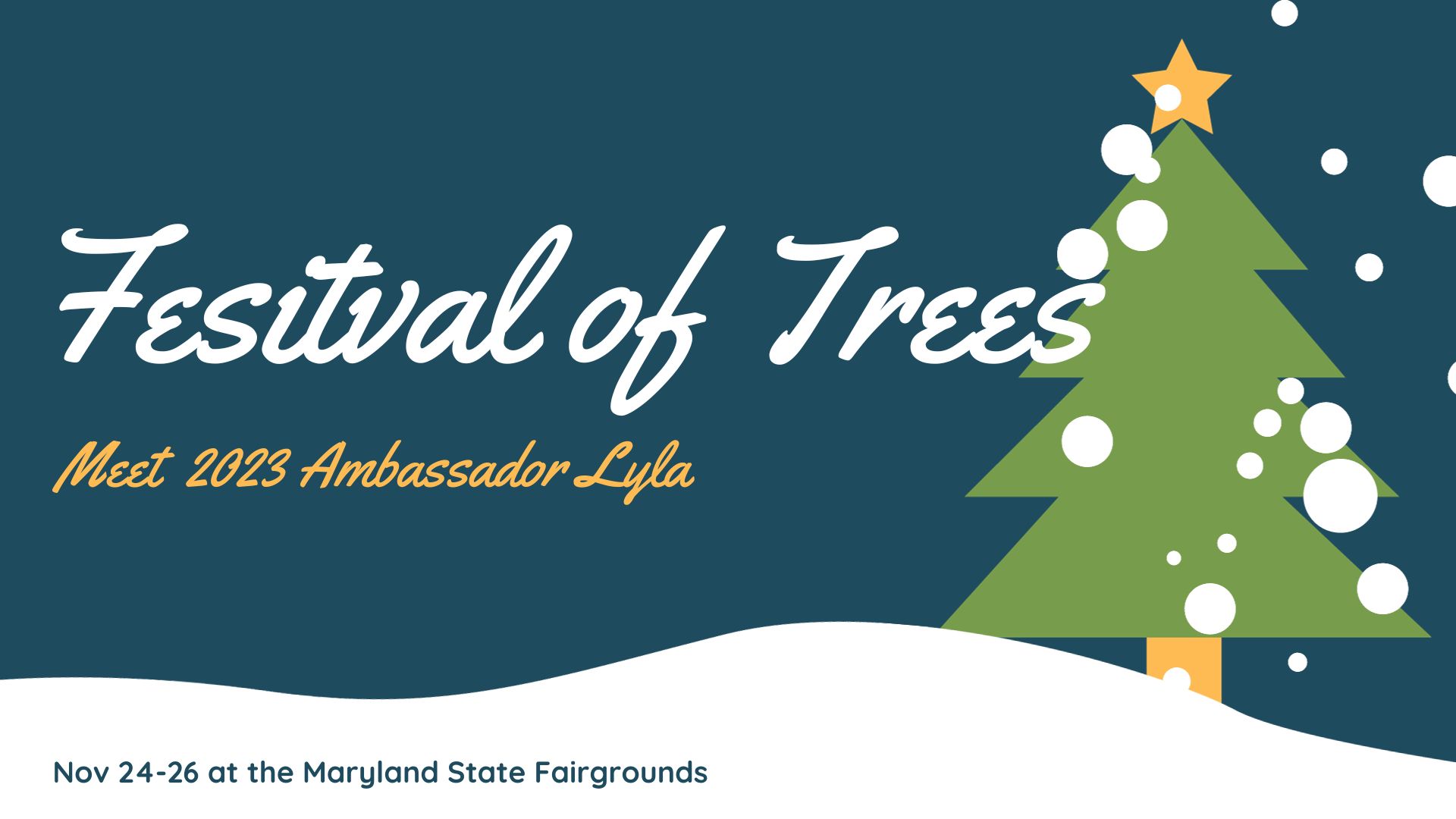 Chesapeake Family on X: Meet Lyla, an Ambassador for the Festival of  Trees, Nov 24-26 at the Maryland State Fairgrounds in Timonium to benefit  Kennedy Krieger, where Lyla is a patient. Don't