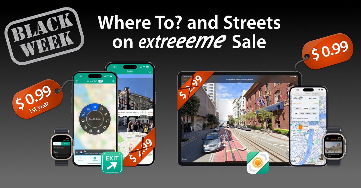 ortwingentz's tweet image. Excited about our crazy #BlackWeek sale as part of #IndieAppSales: 

Discover places using “Where To?” and explore their surroundings and interiors in 360° using “Streets.” The apps seamlessly complement each other. Take 66% off on both!

futuretap.com/black-friday
