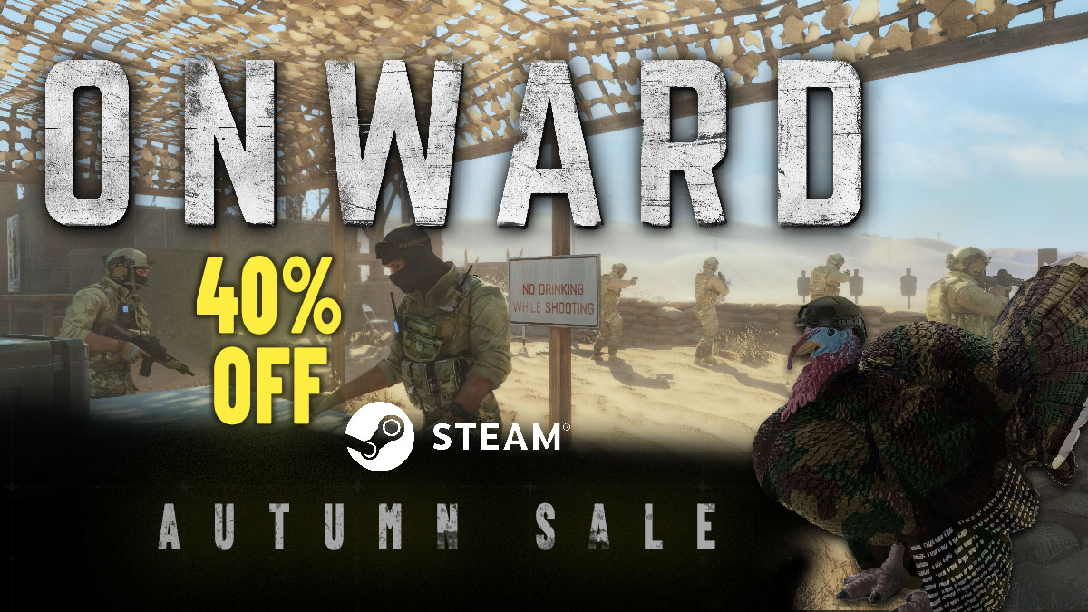 OnwardTheGame's tweet photo. Steam Autumn Sale has started and Onward is 40% off 🏷️  

Get yourself or a friend a copy and experience the Updated Co-Op mode together

The intense gameplay will help you fight off that turkey coma 🦃 

https://t.co/MzOhf4cLqR
#OnwardVR #Onwardthegame #SteamAutumnSale https://t.co/RYmwFk7adi