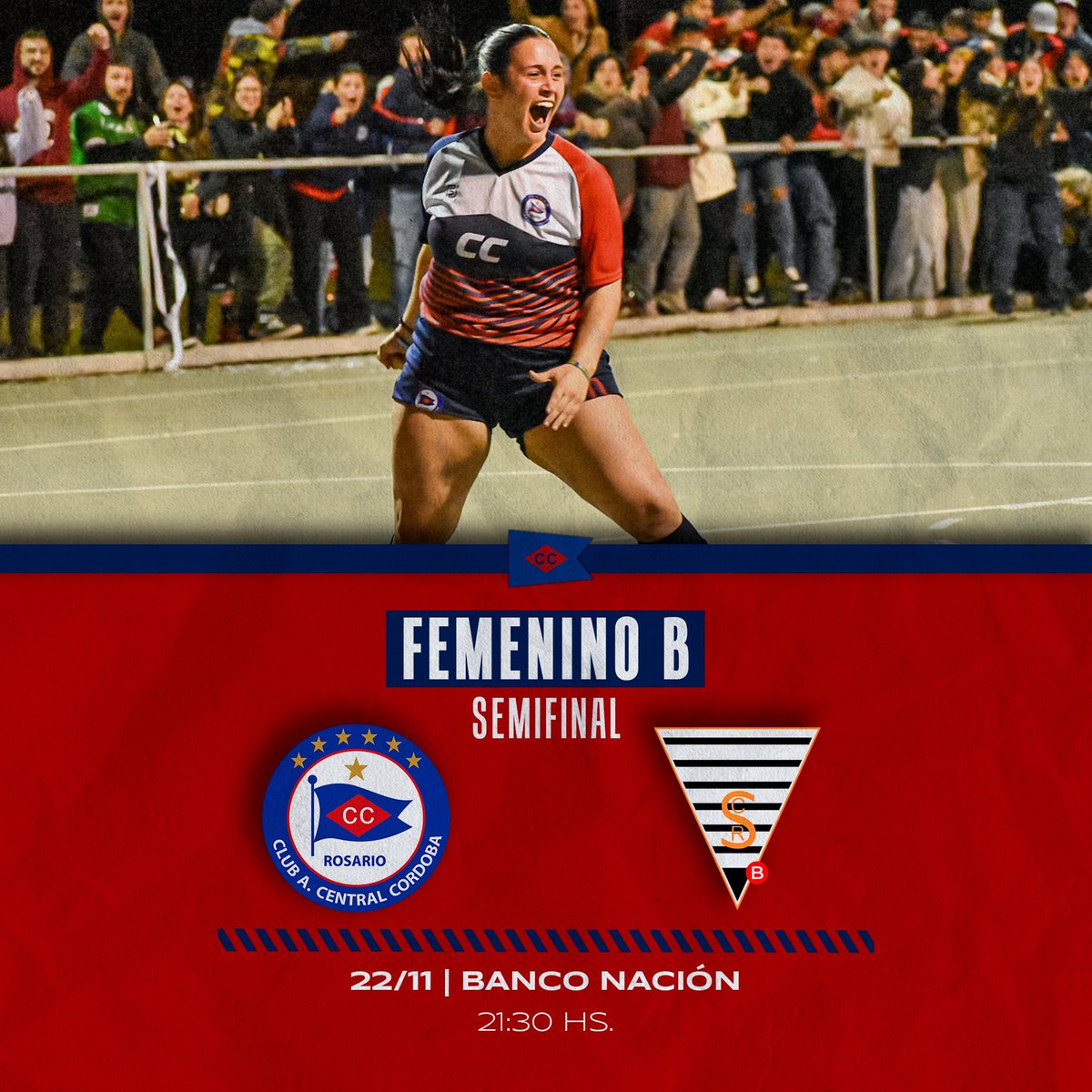 ⚽🙌 𝘿𝙄𝘼 𝘿𝙀 𝙋𝘼𝙍𝙏𝙄𝘿𝙊

🏆 Femenino B - Semifinal
🆚 <a href="/Atleticosc_/">Atletico Sagrado Corazón</a> B
⏱️ 21:30 horas
🏟️ Banco Nación

#VamosCharrua 🔵🔴