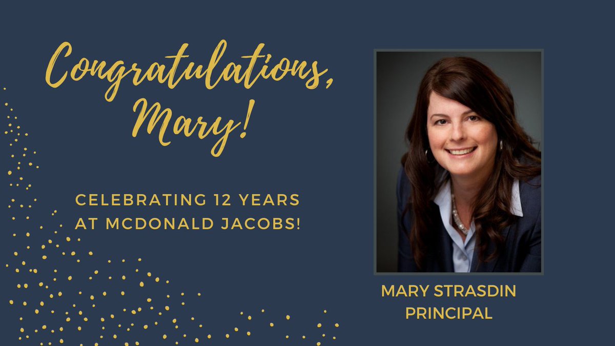 ✨ Please join us in congratulating Mary Strasdin
on her 12 year work anniversary at McDonald Jacobs!
#workanniversary #thankyou