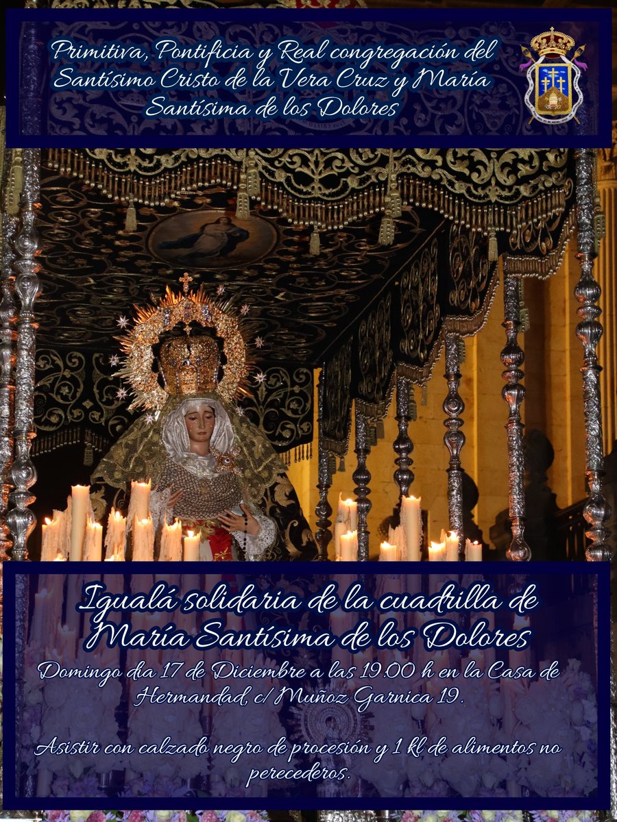 Igualá de la cuadrilla de María Santísima de los Dolores

🗓️ Domingo 17 de Diciembre 
🕙 a las 19 h
🏠En la casa de hermandad C/Muñoz Garnica 19 bajo

#veracruzjaen #doloresveracruzjaen