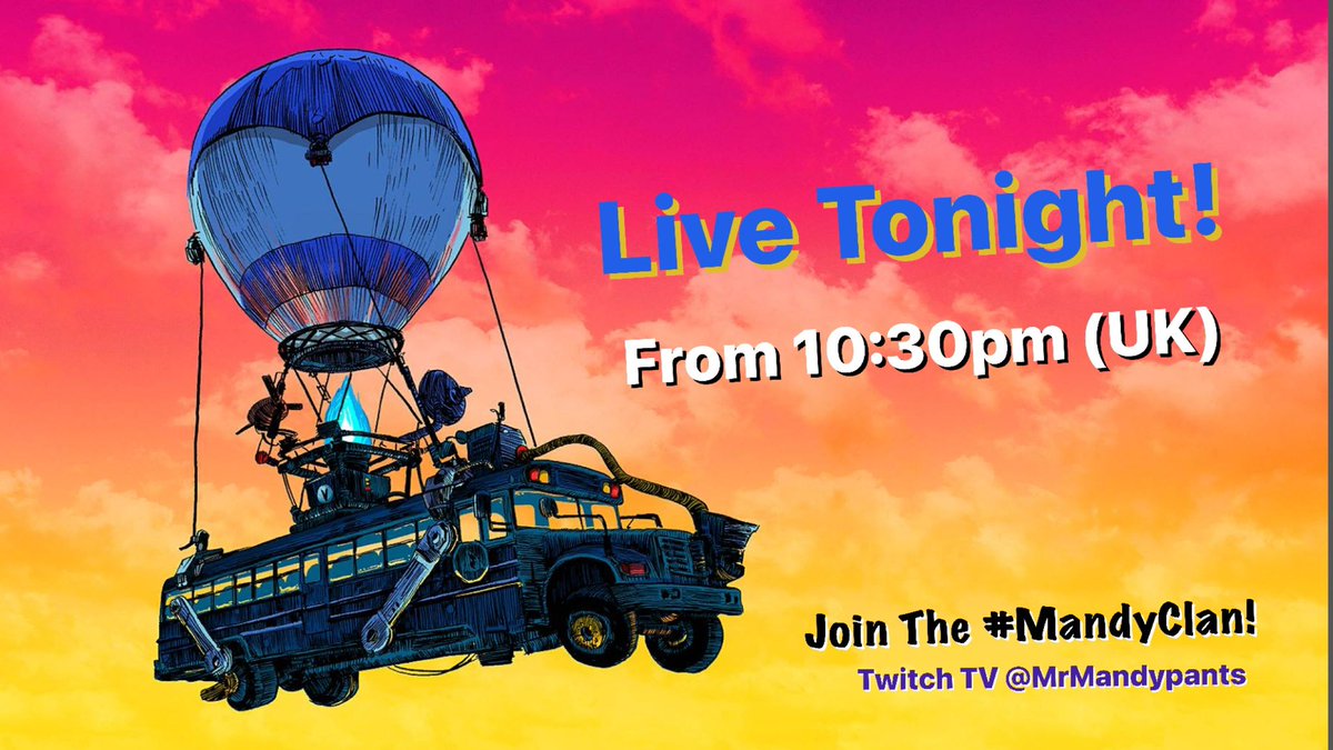Mrmandypants's tweet photo. I will be going live this evening on @Twitch with some familiar faces as we attempt to dominate #Fortnite

So why not pop along or drop me a follow so you don’t miss future streams! 

https://t.co/a6FGPDUGXP https://t.co/CMuJv61wgu