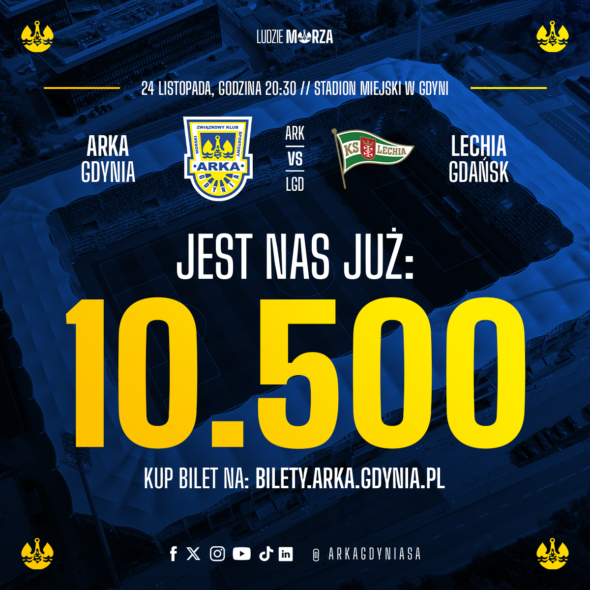 ArkaGdyniaSA's tweet photo. 📈🔟.5⃣0⃣0⃣ 🎫

🏟️ Pękła "dycha"! 🔥 Lecimy dalej! 🟡🔵 
___
🌐 https://t.co/ZgvAQ8mpql https://t.co/Lxv8Zuc5ZP