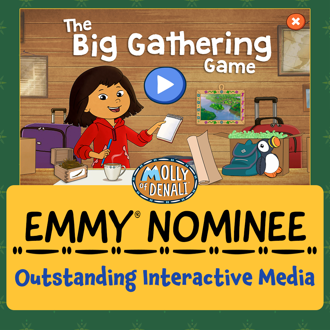 We're so excited to receive a third #ChildrensEmmys nomination for our digital game, 'Molly of Denali: The Big Gathering Game!' Mahsi'choo @TheEmmys ❤️ You can play for free now on pbskids.org/molly or the @PBSKIDS Games app!