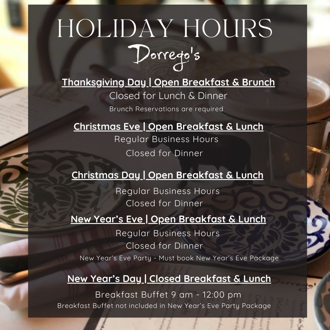 Dorrego's Holiday Hours