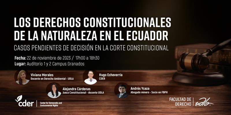 udla_derecho's tweet photo. #DerechoUDLA te invita a participar en un espacio en el que se analizará, desde el Derecho Constitucional, los casos que están pendientes de decisión ante la Corte Constitucional: ✅Río Dulcepamba✅Río Piatúa y Cuenca Alta del Río Nangaritza
 
🗓️22 de noviembre
🕐17:00
📍Granados https://t.co/gIkHQa9qgq