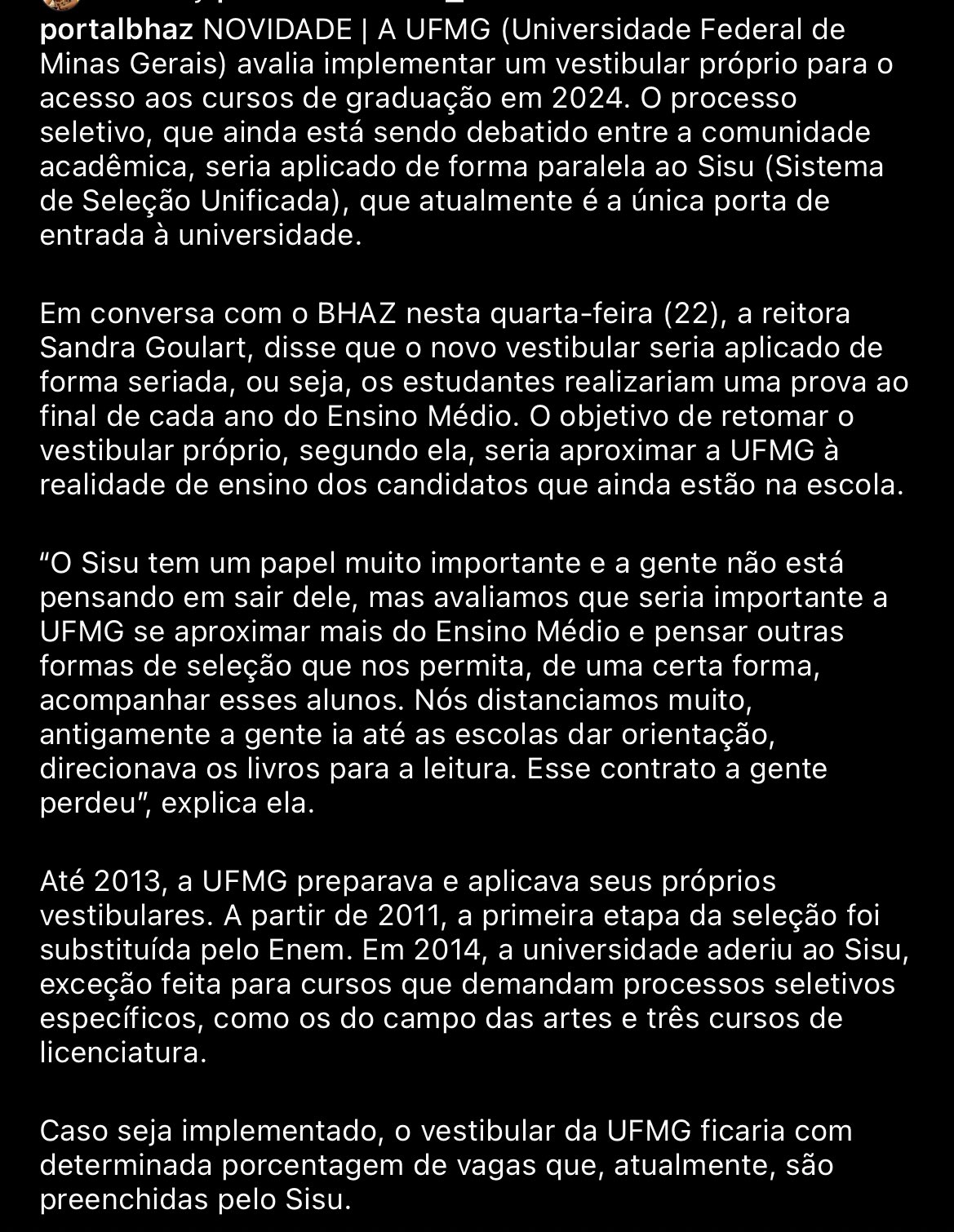 Sisu 2023: aprovados na UFMG devem se registrar até próxima quarta