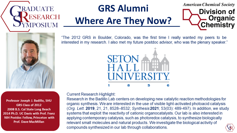 Angie R Angeles (@angierangeles) on Twitter photo We are thrilled to highlight <a href="/ACSorganic/">ACS Organic Division</a> Graduate Research Symposium class of 2012 Professor <a href="/BadilloLab/">The Badillo Lab</a>! Please read about Joseph's fantastic experience at the 2012 GRS and his research <a href="/SetonHall/">Seton Hall</a> #chemtwitter
#ACSGRS <a href="/pandrewevans/">P. Andy Evans</a> <a href="/brett_fors/">Brett Fors</a>
organicdivision.org/graduate-resea… We are thrilled to highlight <a href="/ACSorganic/">ACS Organic Division</a> Graduate Research Symposium class of 2012 Professor <a href="/BadilloLab/">The Badillo Lab</a>! Please read about Joseph's fantastic experience at the 2012 GRS and his research <a href="/SetonHall/">Seton Hall</a> #chemtwitter
#ACSGRS <a href="/pandrewevans/">P. Andy Evans</a> <a href="/brett_fors/">Brett Fors</a>
organicdivision.org/graduate-resea…