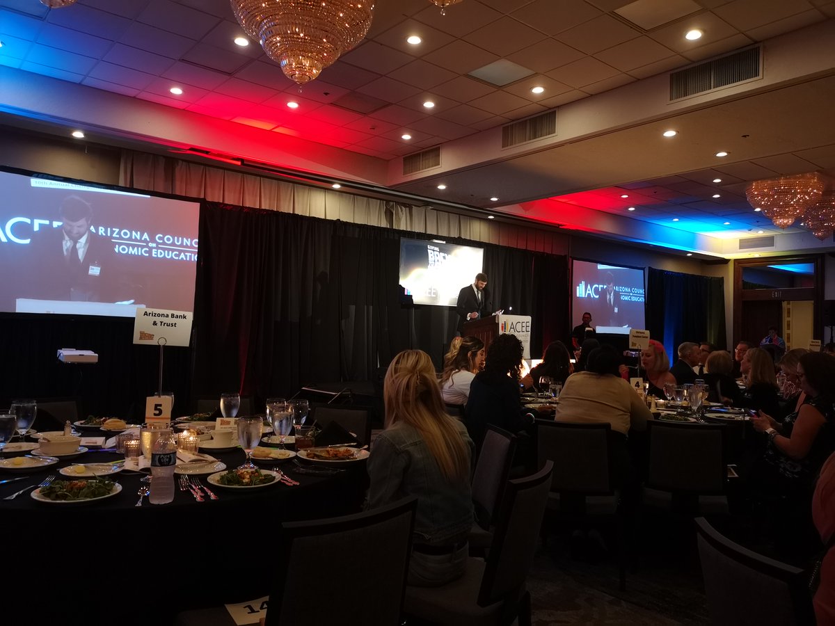 j2mediatv's tweet photo. We had a blast celebrating the winners of Educator of the Year with the @AzCouncilEconEd  last week!
We've been producing videos for the award winners since 2017, and it's great to see them on the big screen at their yearly awards dinner. https://t.co/ATkwJB2szL