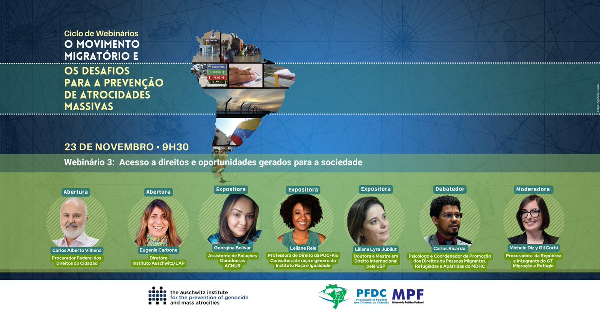 Direitos do Cidadão (@pfdc_mpf) on Twitter photo É amanhã! Participe do terceiro e último webinário do ciclo “O Movimento Migratório e os Desafios da Prevenção de Atrocidades Massivas", uma parceria entre a <a href="/PFDC_MPF/">Direitos do Cidadão</a> e o <a href="/GenPrev/">Auschwitz Institute</a>. Inscreva-se agora em: sympla.com.br/evento-online/… É amanhã! Participe do terceiro e último webinário do ciclo “O Movimento Migratório e os Desafios da Prevenção de Atrocidades Massivas", uma parceria entre a <a href="/PFDC_MPF/">Direitos do Cidadão</a> e o <a href="/GenPrev/">Auschwitz Institute</a>. Inscreva-se agora em: sympla.com.br/evento-online/…