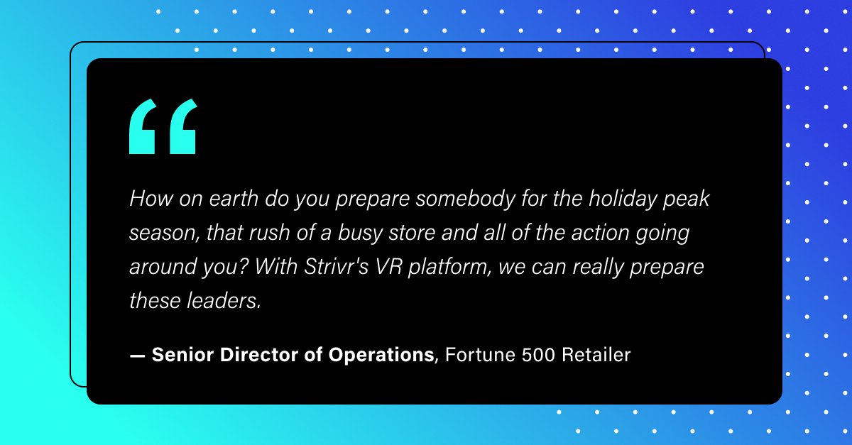 Is your retail staff ready for the holiday rush? With Strivr's VR training solutions, your team doesn't have to guess what it's like when the crowds get chaotic–they've already experienced the real thing, long before Black Friday. ow.ly/ypoI50Q8CgC