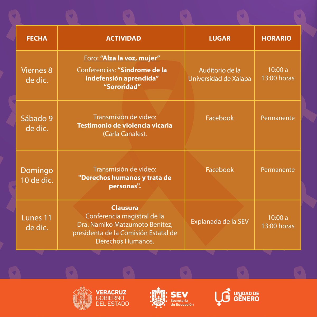 SEducacionVer's tweet photo. 🟠¡16 días de activismo!🟠

Únete a la jornada internacional para prevenir y crear conciencia, sobre las consecuencias de la violencia de género en la salud y bienestar de mujeres y niñas.  👧🧡👦

¡Por una vida libre de violencia! 🕊️✨ https://t.co/nKZgPPGFq0