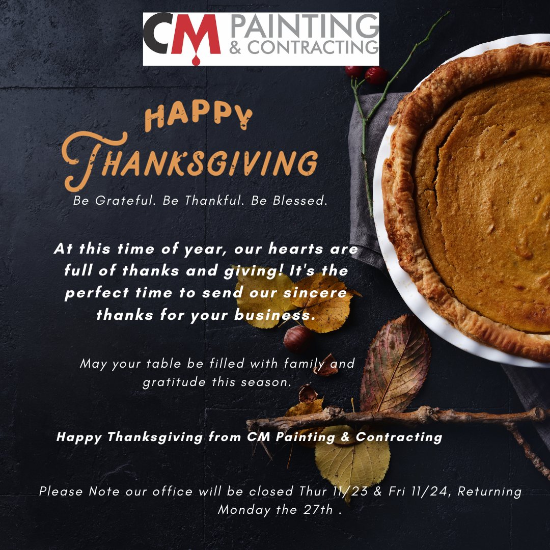 CmPainting2's tweet photo. 🦃 𝙃𝙖𝙥𝙥𝙮 𝙏𝙝𝙖𝙣𝙠𝙨𝙜𝙞𝙫𝙞𝙣𝙜 𝙛𝙧𝙤𝙢 𝘾𝙈 𝙋𝙖𝙞𝙣𝙩𝙞𝙣𝙜 &amp; 𝘾𝙤𝙣𝙩𝙧𝙖𝙘𝙩𝙞𝙣𝙜! 🦃
At this time of year, our hearts are full of thanks and giving! It's the perfect time to send our sincere thanks for your business. https://t.co/Xuu3nZaD8Y