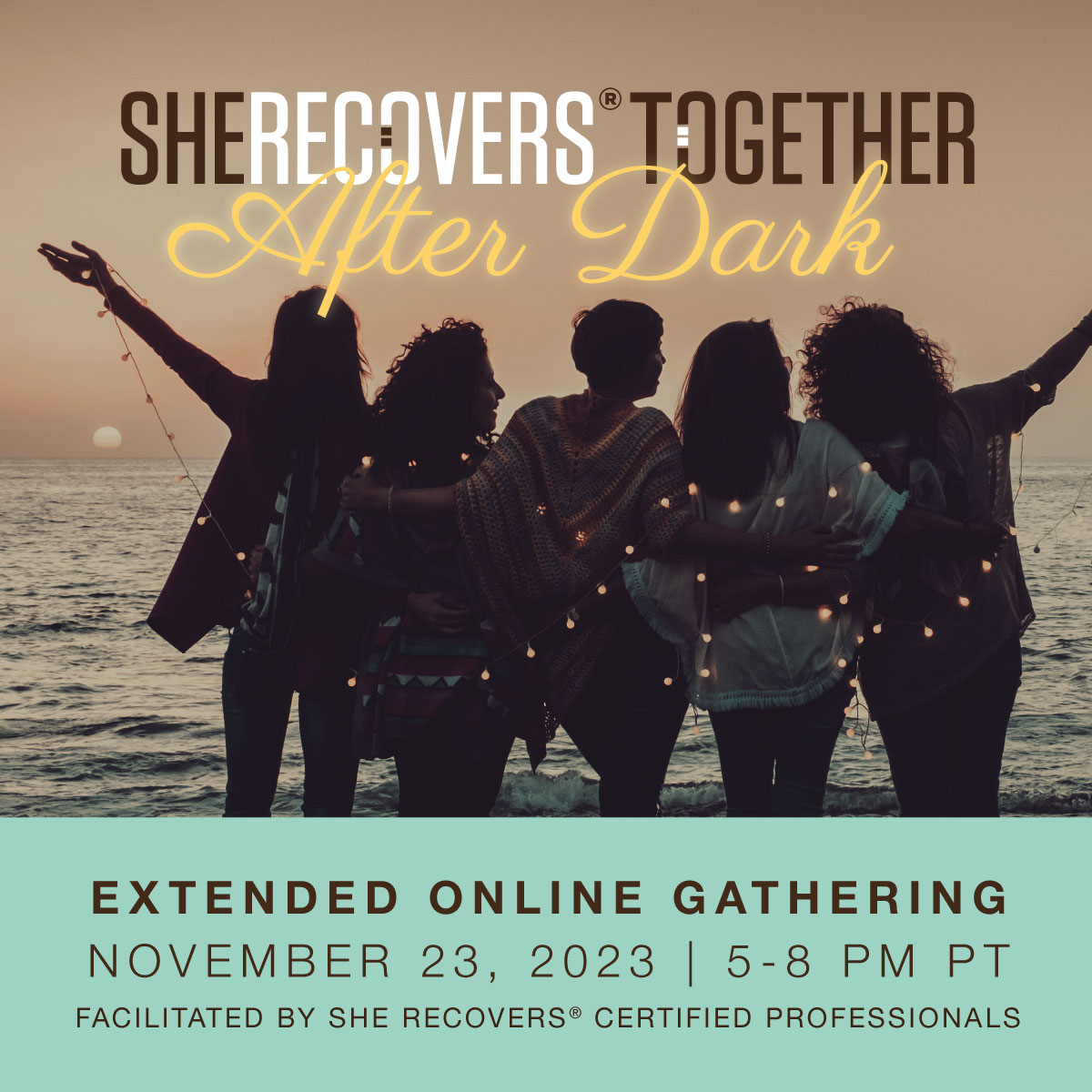 No matter what #Thanksgiving is bringing to your table this year, we will be serving up relentless support, love &amp; connection within our #SHERECOVERS Together After Dark extended online gathering on Thursday, November 23 from 5 – 8 PM PT 🍂 sherecovers.org/together-onlin…