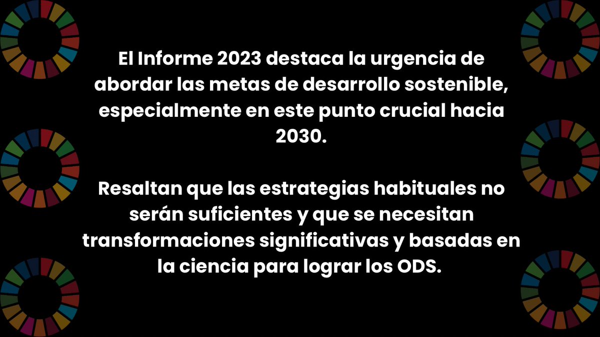 Descubre las claves para acelerar las transformaciones hacia un desarrollo sostenible en el #IGDS2023 

💻 sdgs.un.org/sites/default/…

Este documento crucial destaca las acciones necesarias para alcanzar los #ODS . La ciencia nos guía hacia un futuro más sostenible. #InformeGDS2023