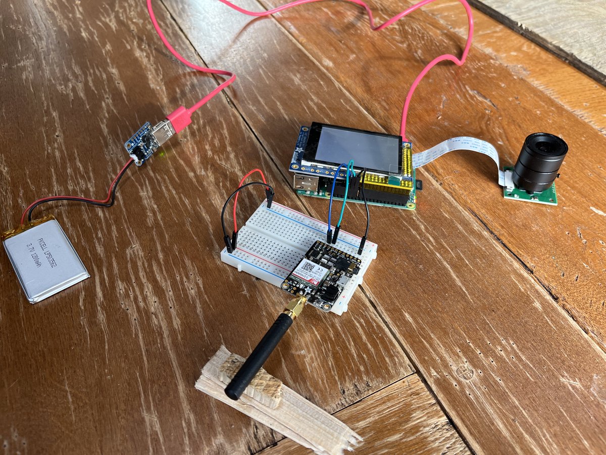 ProxyUniversal's tweet photo. Day 6 of #30daysofmaking
I'm putting together a PiPhone. I still need to install a driver for the touch screen and haven't yet figured out how to power the GSM directly from the battery.
The goal is to get the phone up and running so I can build a wooden case for it. https://t.co/t4pehMO4lz