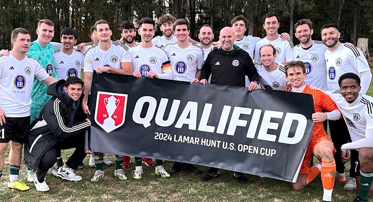 usopencup's tweet photo. #USOC2024 QR4: Vereinigung Erzgebirge, AKA VE Club, (PA) will play in their first US Open Cup in more than two decades. A scoreless game with shortened extra time saw VE advance in a shootout, 4-2, over New Jersey Alliance FC (NJ).

Recap by Dave Einhorn: https://t.co/oycIinkmaJ https://t.co/nwety6J0er