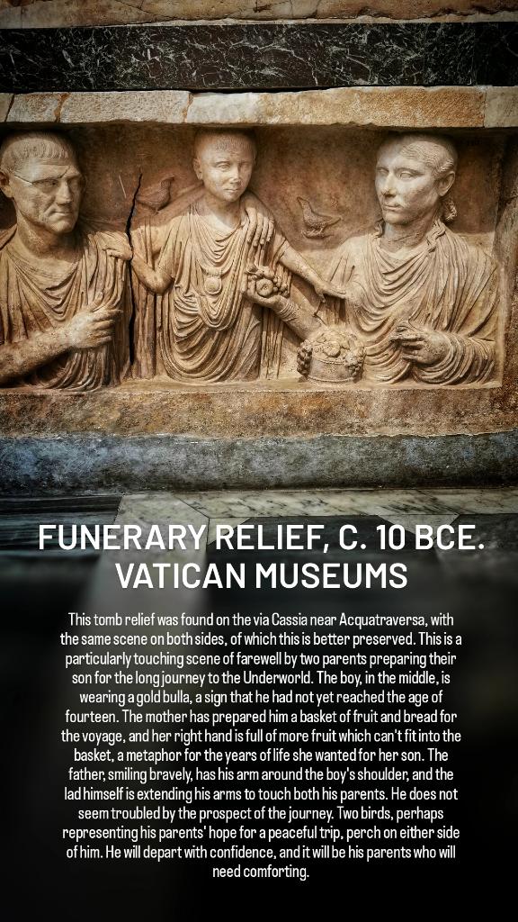 Yesterday at the #VaticanMuseums I noticed this surprisingly touching and refined funerary #relief for #ReliefWednesday. Take more food, my son. You have a long journey ahead, from #Rome to #Hades, and the birds of our love and hope will accompany you.