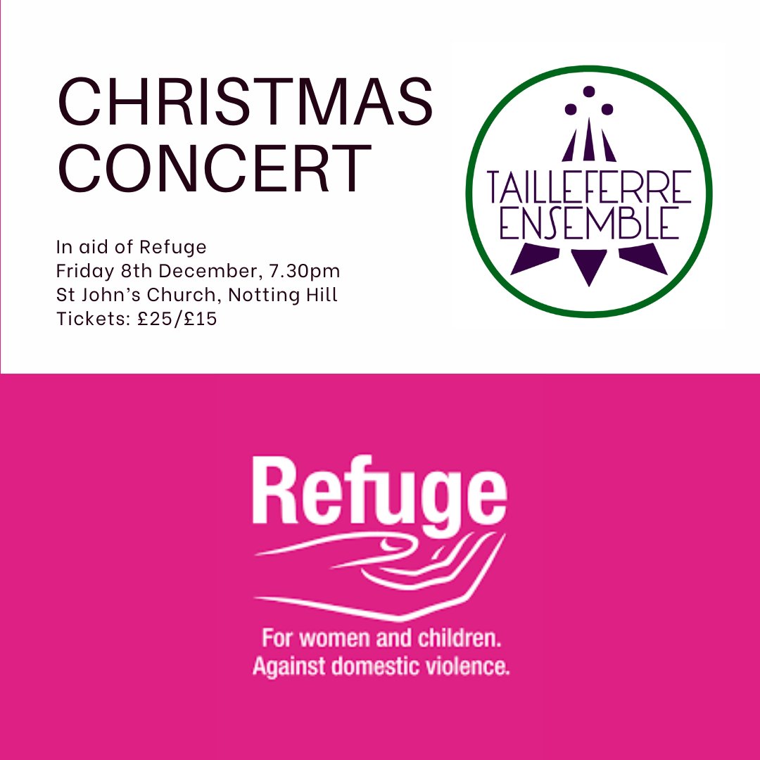 Tailleferre Ensemble (@tailleferree) on Twitter photo SAVE THE DATE! We’re raising funds for <a href="/RefugeCharity/">Refuge</a> this Christmas. Please join us at 7.30pm on Friday 8th December at <a href="/StJohnNottHill/">St John Notting Hill</a> for an evening of chamber music and Christmas cheer.
Tickets: tailleferre-ensemble.com/store
<a href="/nicolahandsoboe/">Nicola Hands</a> @penelope_oboe #VAWG #DomesticAbuse SAVE THE DATE! We’re raising funds for <a href="/RefugeCharity/">Refuge</a> this Christmas. Please join us at 7.30pm on Friday 8th December at <a href="/StJohnNottHill/">St John Notting Hill</a> for an evening of chamber music and Christmas cheer.
Tickets: tailleferre-ensemble.com/store
<a href="/nicolahandsoboe/">Nicola Hands</a> @penelope_oboe #VAWG #DomesticAbuse