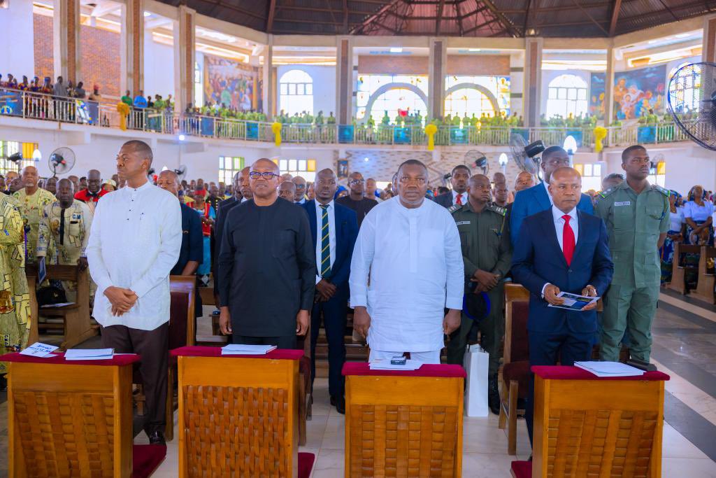 PNMbah's tweet photo. Today, I joined the Catholic faithful at St. Joseph's Catholic Parish in Emene, Enugu, to celebrate the episcopal golden anniversary of the emeritus Bishop of Enugu Diocese, Most Rev. Anthony Okonkwo Gbuji.

Bishop Gbuji's life is one that is inspiring. He is a symbol of selflessness, hardwork and excellence. These virtues imbued in his lifelong dedication to duty and service as a clergyman made his episcopal accomplishments outstanding. Indeed, Enugu State is fortunate to have benefitted from his sacrificial and impactful journey as a priest.
  
While working as a teacher at the St Paul's Minor Seminary in Benin he blazed the trail, impacting knowledge on the younger ones. Subsequently, he made his mark as a principal at St. Paul's Grammar School, Ebu, Delta State. Issele-Uku was not left out, he did amazing works to the glory of God there. In Enugu Diocese, he laid the foundation for the Godfrey Okoye University that is today one of the leading private universities in the country. 

He also championed the New Evangilisation, which has earned him the sobriquet of the Father of New Evangilization.

As he marks his golden episcopal anniversary today, I felicitate and celebrate him on behalf of the government and good people of Enugu State. Bishop Gbuji's legacies will continue to inspire us!
