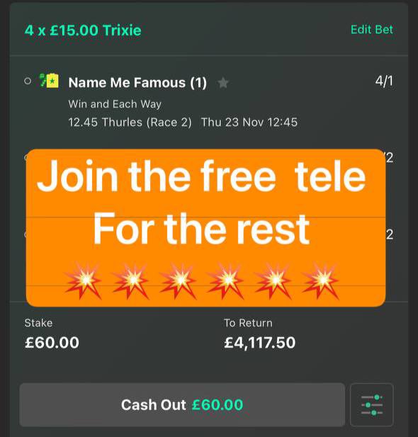 AdamLewisSport's tweet photo. ITS 2 BIG WINNERS FREE ON HERE TODAY 17/2 ✔️ 6/1 ✔️ 10/1 WINNER in tele too today!!! THIS MONSTER TRIXIE IS READY!!!!!

WILLING TO POST THIS PREMIUM TIP TOTALLY FREE IF 250 PEOPLE ENTER THIS FREE GIVE AWAY!!!!! 👇

5 x £100 prizes IF THIS WINS 

1. Join free tele - https://t.co/hEaBt5oEOd

2. Like and REPOST 

3, Be Following us -> @TheSportsBrain1
