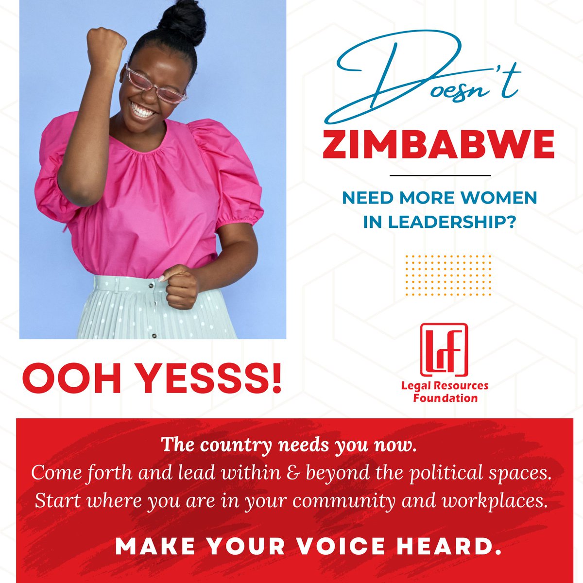 LRFZimbabwe's tweet photo. Women, rise and lead! Embrace leadership in political spheres and beyond. Make a difference right where you are, within your communities and workplaces. Your voice matters, your ideas are valuable, and your leadership is needed. Take initiative, speak up, and get involved. https://t.co/FzMt4y7jbE