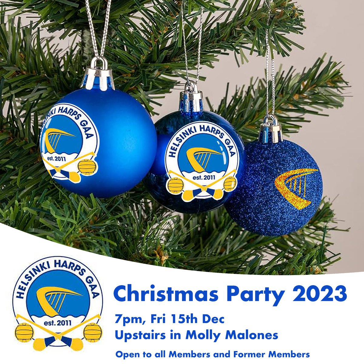 It's that time again! The annual Harps Christmas Party and table quiz! All members, former members and hangers-on are welcome! Upstairs in Molly Malone's on Friday 15th at 7pm! See you there for a catch-up and a few pints! There might even be prizes for the winners!
