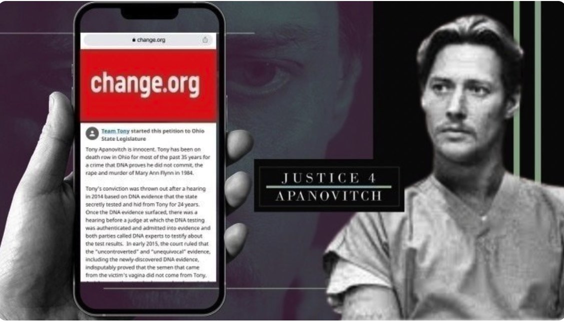 Tony Apanovitch has been on Ohio's death row 36 yrs for a crime DNA proves he didn't commit. Released in 2015, he was sent back to death row in 2018 on a technicality. Pls sign the petition & tell OH leaders to close the loophole & free Tony! tinyurl.com/bdemva2m