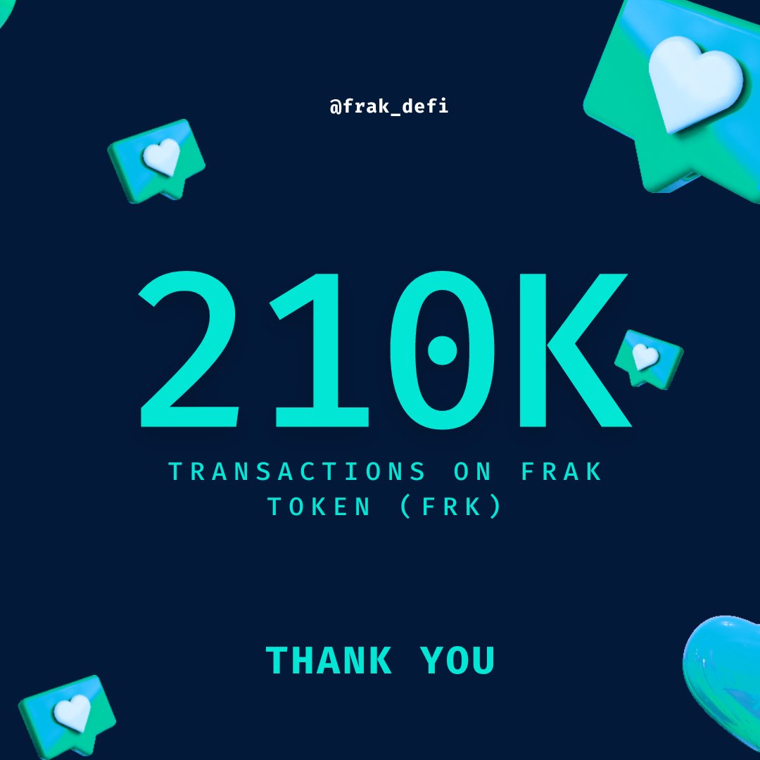 🎉 We've just reached 210k transactions on the FRK token! 🌐🔄 Your trust and support drive us forward. Let's continue this incredible journey together! 🚀📈 #FRK #CryptoMilestone 

Check out the token details on PolygonScan: polygonscan.com/token/0x6261e4…