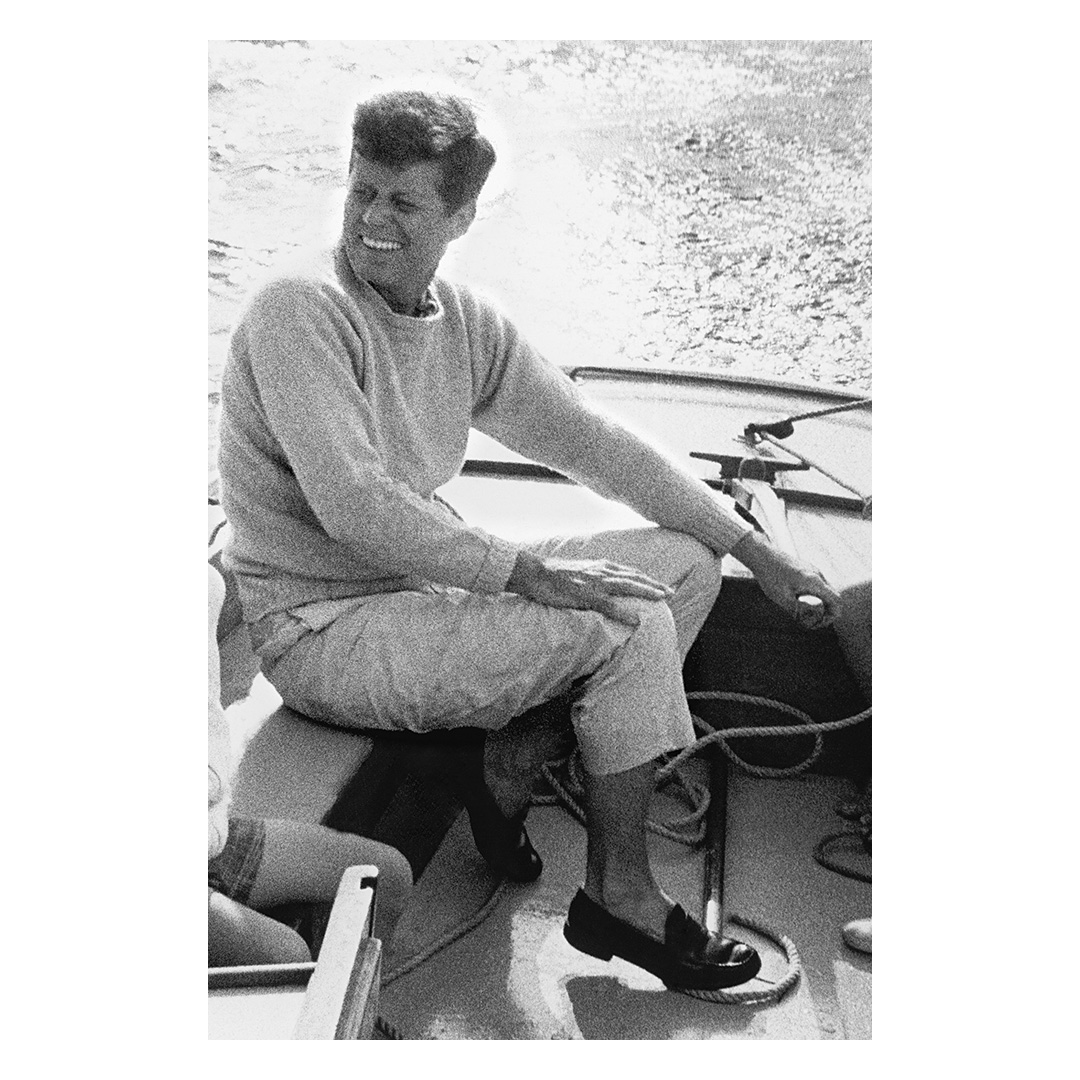 John Fitzgerald Kennedy  

1917-1963  

'These were warm, happy times, with no feeling of the pressures that were to come.'  

– Mark Shaw  

Pictured, Kennedy sailing off Hyannis Port, 1959.  

📷: Mark Shaw 

. . . 
#ProfileinCourage #SunnyDays #HighSpirits #Camelot