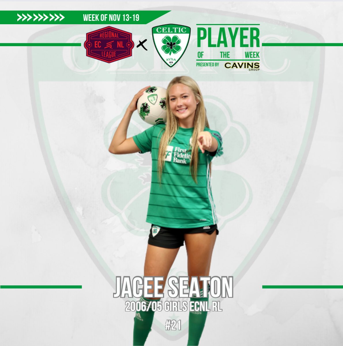 𝐏𝐥𝐚𝐲𝐞𝐫 𝐎𝐟 𝐓𝐡𝐞 𝐖𝐞𝐞𝐤

Congratulations to Jacee Seaton for being named as the ECNL RL Player of the Week. 👏

@oklahoma_celtic l <a href="/ecnlgirls/">ECNL Girls</a> l COYGIG 🍀