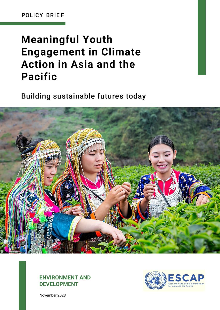 UNYouthAffairs's tweet photo. How can local governments &amp; institutions achieve more meaningful youth engagement in #ClimateAction? 🤔

This policy brief by @UNESCAP explores how we can better include youth in building a sustainable future for Asia and the Pacific 🌏 https://t.co/Sbwz6EnL5v https://t.co/7e9NlL5efY
