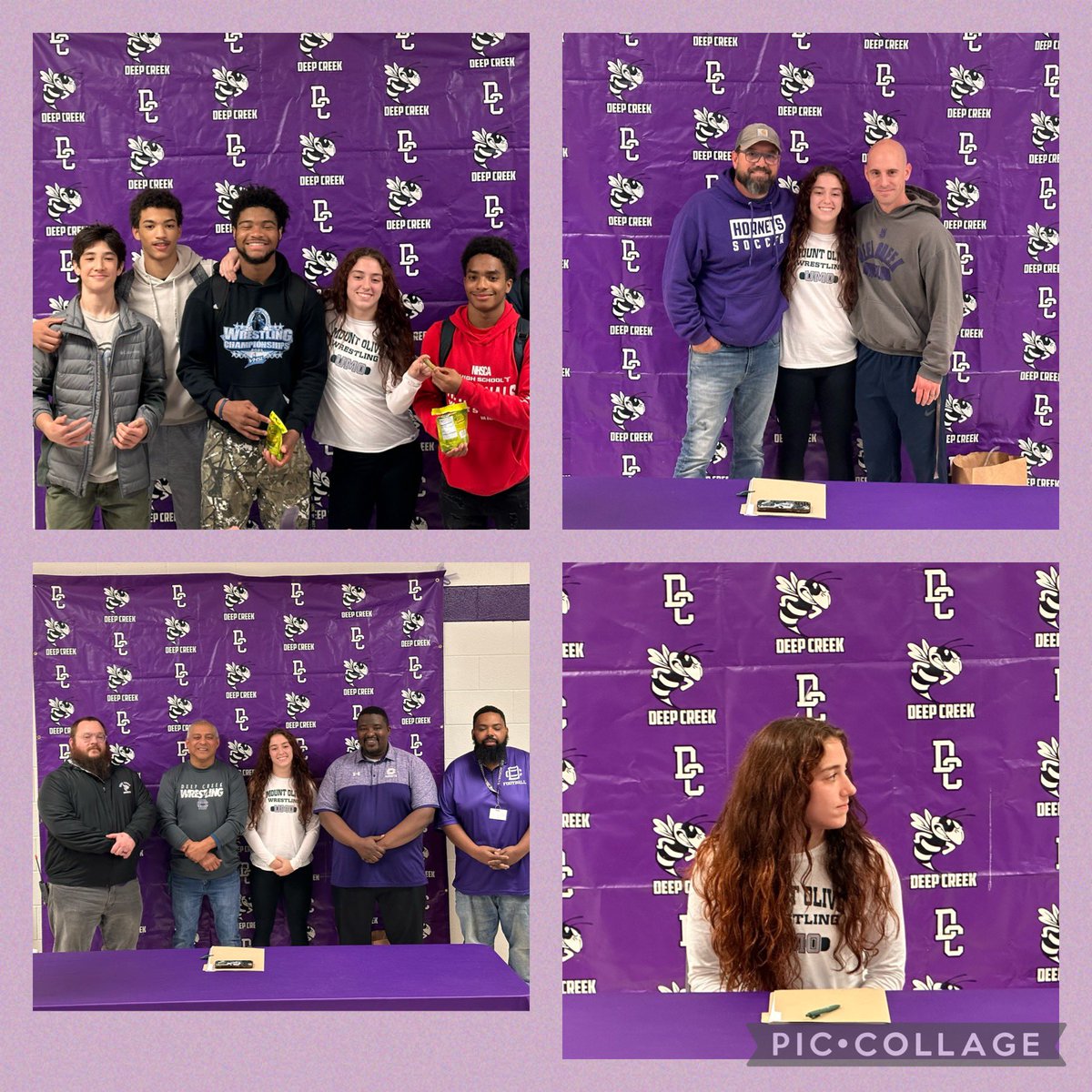 DCHHornets's tweet image. CREEK pride-Thank you fam, staff, friends, teammates, MS &amp;amp; HS coaches who made Skylar’s signing to @UMOAthletics an amazing event! Mindful of making weight @MtOlivePickles were on hand instead of 🍰! Congrats Skylar! #PickleTown #engageCPS #womenswrestling #fromhornettotrojan