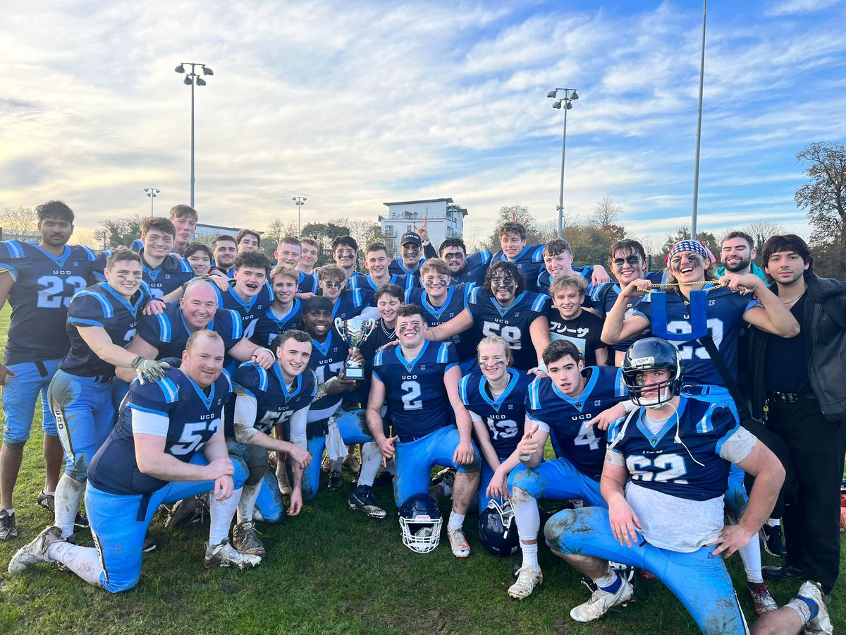 UCDAmericanFB's tweet photo. UCD are College Champions for the 6th time! 🏆🎓

It was great to give all of our rookies from our 23/24 season their first game reps 2 weeks ago as they begin their journey with Irish American Football. https://t.co/ZGK7sCTodA