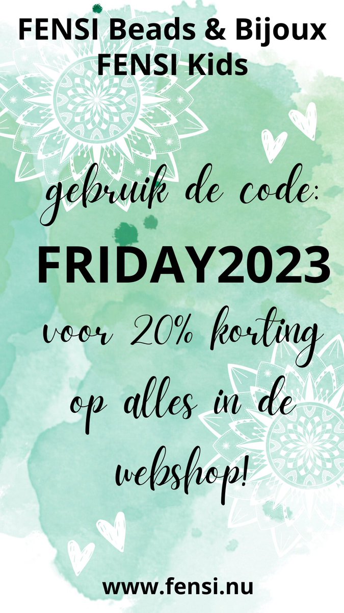 theFensi's tweet photo. Zeg het voort! Shop ‘till you drop @ https://t.co/RWcSnG7wEC
Geldig t/m maandag 27 nov 2023
#BlackFriday #jewelrymaking #onlineshop #beadsshop #beadsallday #sieradenmaken https://t.co/ftH6UDLSNz