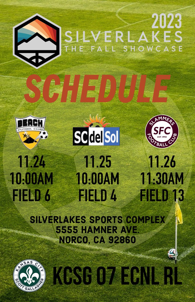 Union KC Girls Academy 06/07 (@unionkc_u19ga) on Twitter photo California Bound! Come watch us compete in the SilverLakes Fall Showcase in Norco, CA! Nov. 24-26 #KCSG #THRUPassion
<a href="/ECNLgirls/">ECNL Girls</a> @KansascitySG @KCSGECNLRL <a href="/TheSoccerWire/">SoccerWire</a> <a href="/TopDrawerSoccer/">TopDrawerSoccer</a> <a href="/PrepSoccer/">Prep Soccer ⚽️</a> <a href="/HSSoccerKC/">SoccerKC</a> <a href="/ImCollegeSoccer/">College Soccer Truth ™</a> <a href="/ImYouthSoccer/">ECNL/GA/Recruiting/College Soccer</a> California Bound! Come watch us compete in the SilverLakes Fall Showcase in Norco, CA! Nov. 24-26 #KCSG #THRUPassion
<a href="/ECNLgirls/">ECNL Girls</a> @KansascitySG @KCSGECNLRL <a href="/TheSoccerWire/">SoccerWire</a> <a href="/TopDrawerSoccer/">TopDrawerSoccer</a> <a href="/PrepSoccer/">Prep Soccer ⚽️</a> <a href="/HSSoccerKC/">SoccerKC</a> <a href="/ImCollegeSoccer/">College Soccer Truth ™</a> <a href="/ImYouthSoccer/">ECNL/GA/Recruiting/College Soccer</a>
